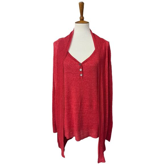 Eileen Fisher 100% Linen Sleeveless Shirt and Cardigan Set Size 1X - Picture 1 of 6